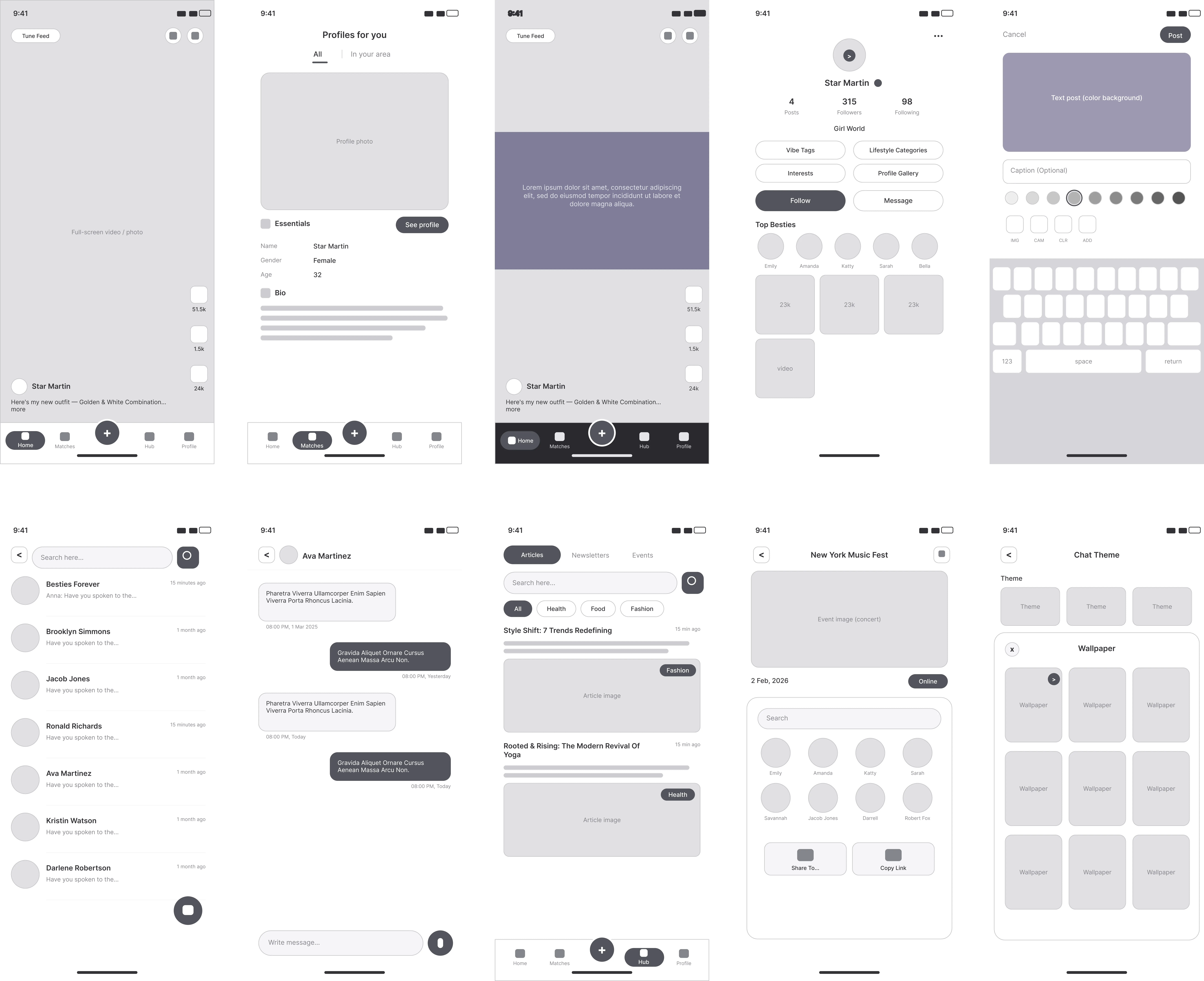 NextBestie Low-fidelity Wireframes
